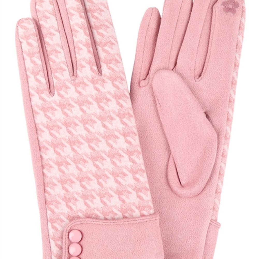 SMART TOUCH GLOVES W/ BUTTON - PINK